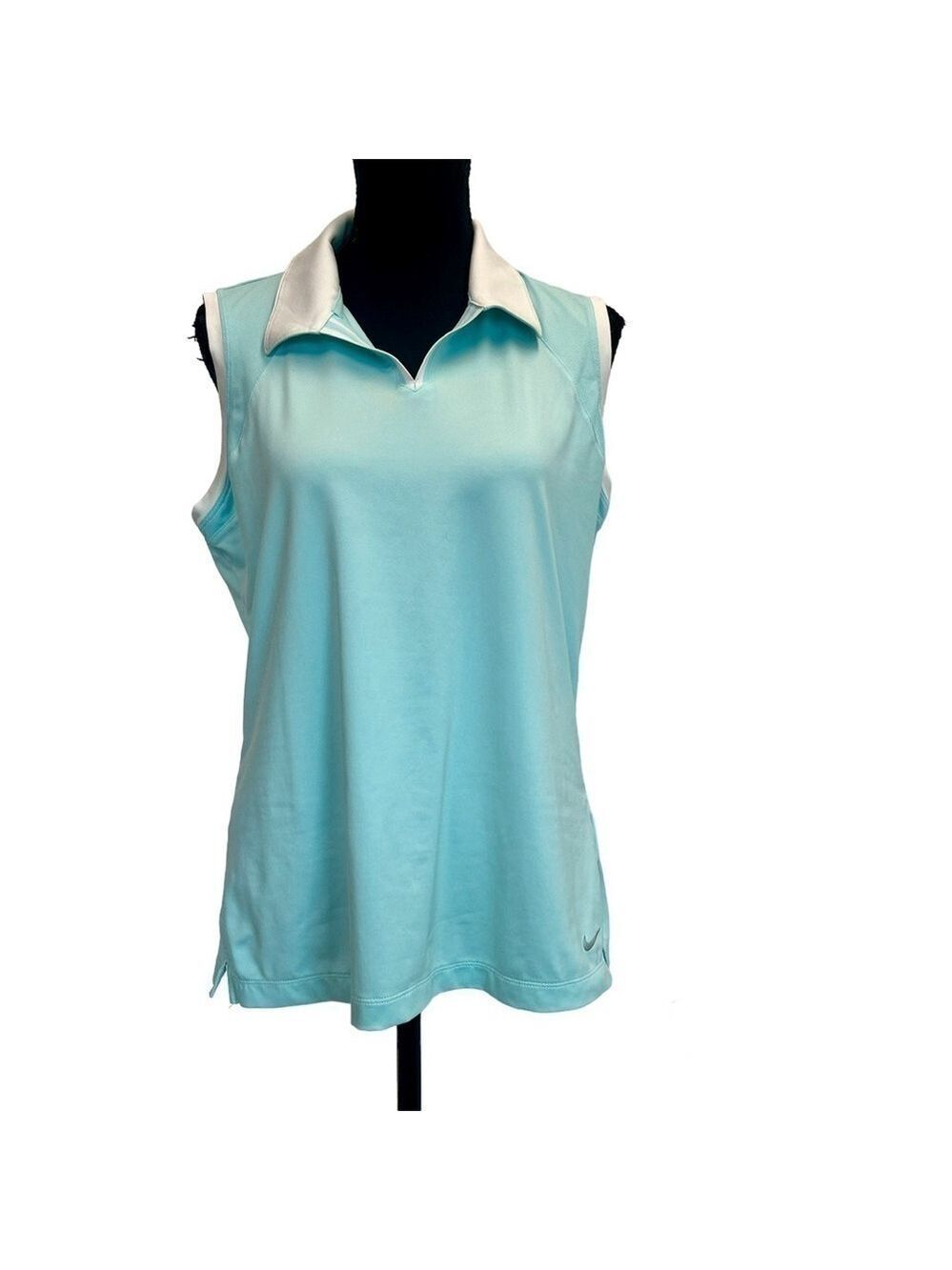 Nike golf tour performance light pastel blue sleeveless polo tank top shirt L